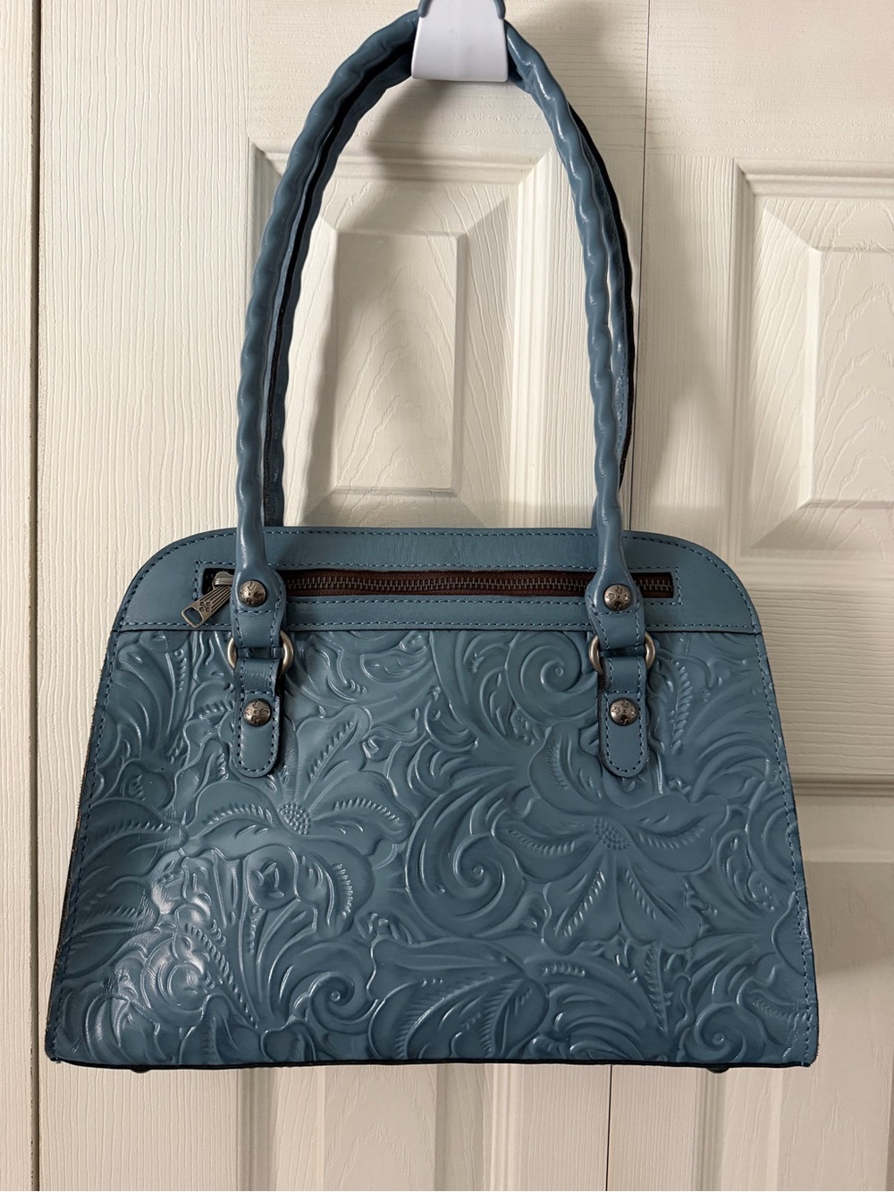Patricia Nash Calvi Sq Satchel in Safflower Blue
